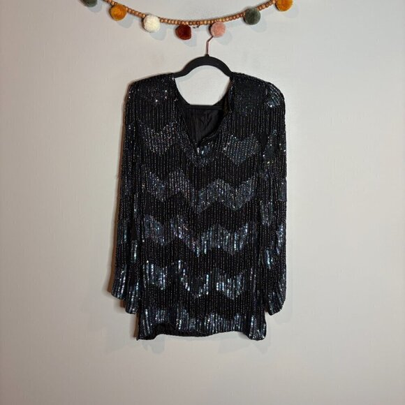 Vintage silk beaded fringe blouse - Picture 4 of 4